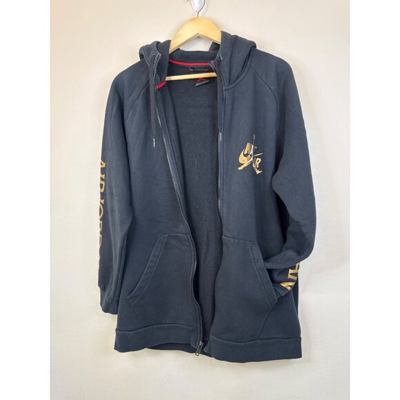 Air Jordan Nike Mens Full-Zip Hoodie Black W/ Gold Logo & Sleeve Print L - Picture 4 of 12